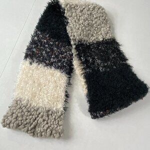 Black and white soft fuzzy sparkle infinity scarf